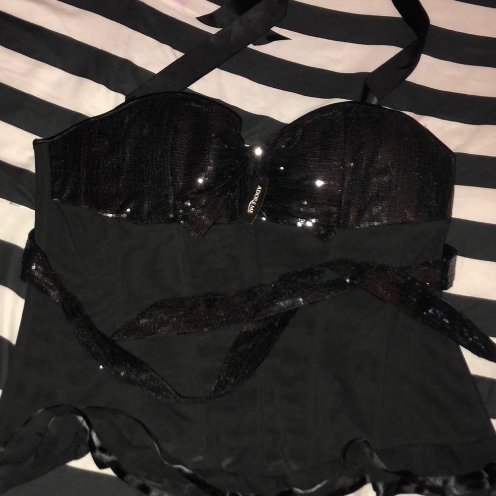 Super classy black bustiers with sequence bow